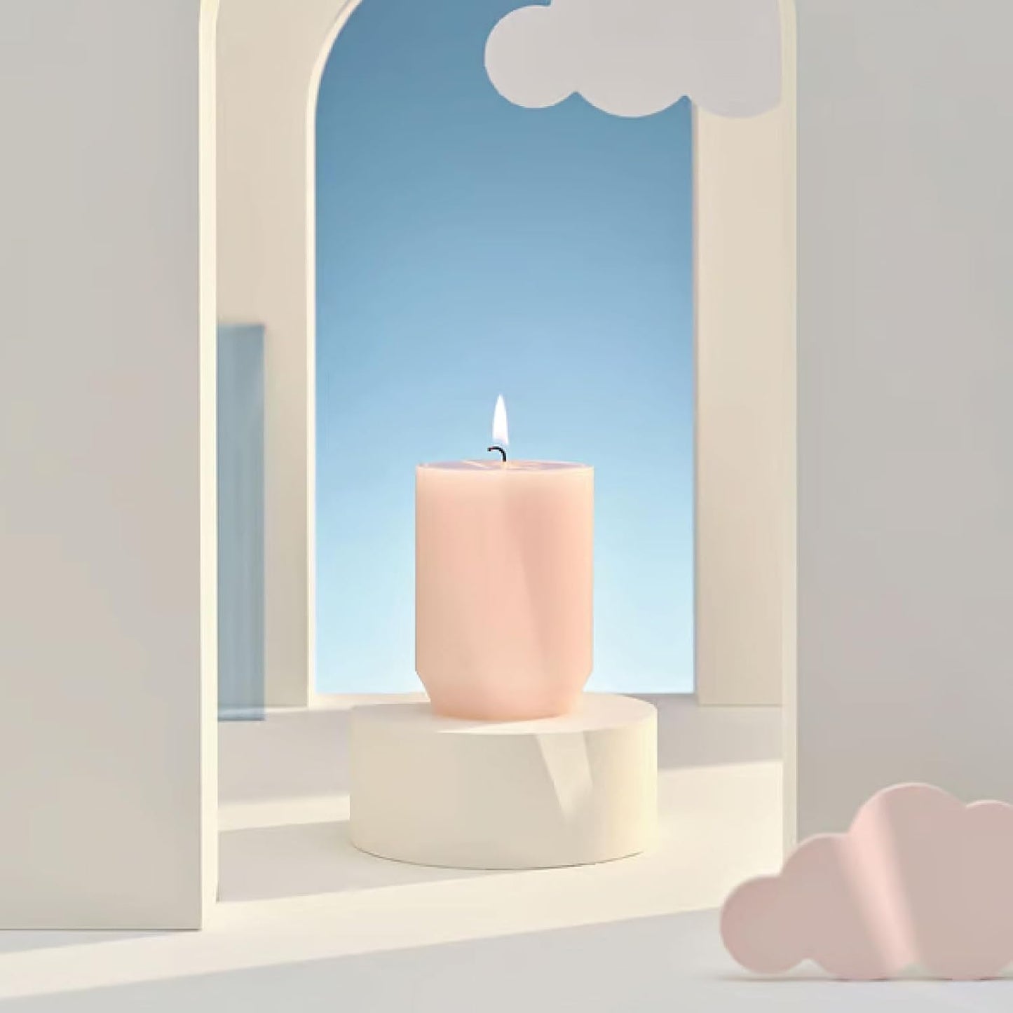 Bougies la Française Scented Pillar Candle, Peony Pink with Rose, Red Fruits and Elderberry Blossom, Made in Tunisia, Approx. 45-Hour Burn Time, 2.76 x 3.74 Inches