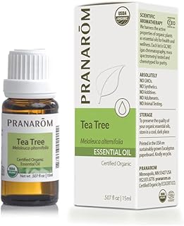 Pranarom USDA Certified Organic Tea Tree Essential Oil (15ml), 100% Pure Undiluted Therapeutic Grade from Zimbabwe for Aromatherapy, Diffuser, Healthy Skin & Hair, Massage, Relaxation