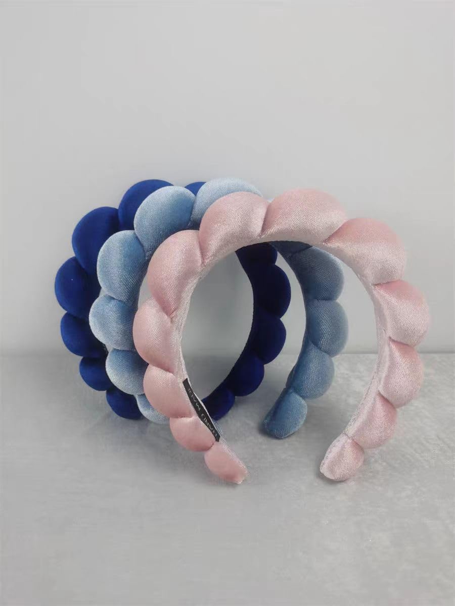 Fashion Headbands for Women Padded Fabric Hair Bands Wide Velvet Non Slip Headband Hair Accessories for Women Girls (Royal Blue)