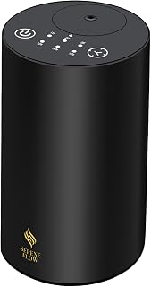 Waterless Essential Oil Diffuser, battery-operated cordless aromatherapy diffuser with timer & 3 mist levels. For car, home, office, yoga studio, nursery, bedrooms, and pet areas. Black aluminum alloy