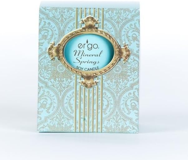Ergo Soy Candle Paris Collection, Artisan Hand Poured Natural Vegan Soy Wax - Luxuriously Scented Mineral Springs - 7 ounce