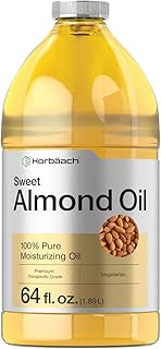 Horbäach Sweet Almond Oil | 64 fl oz | For Skin and Hair | Cold Pressed | Pure Moisturizing Liquid | Vegetarian, Non-GMO, and Gluten Free