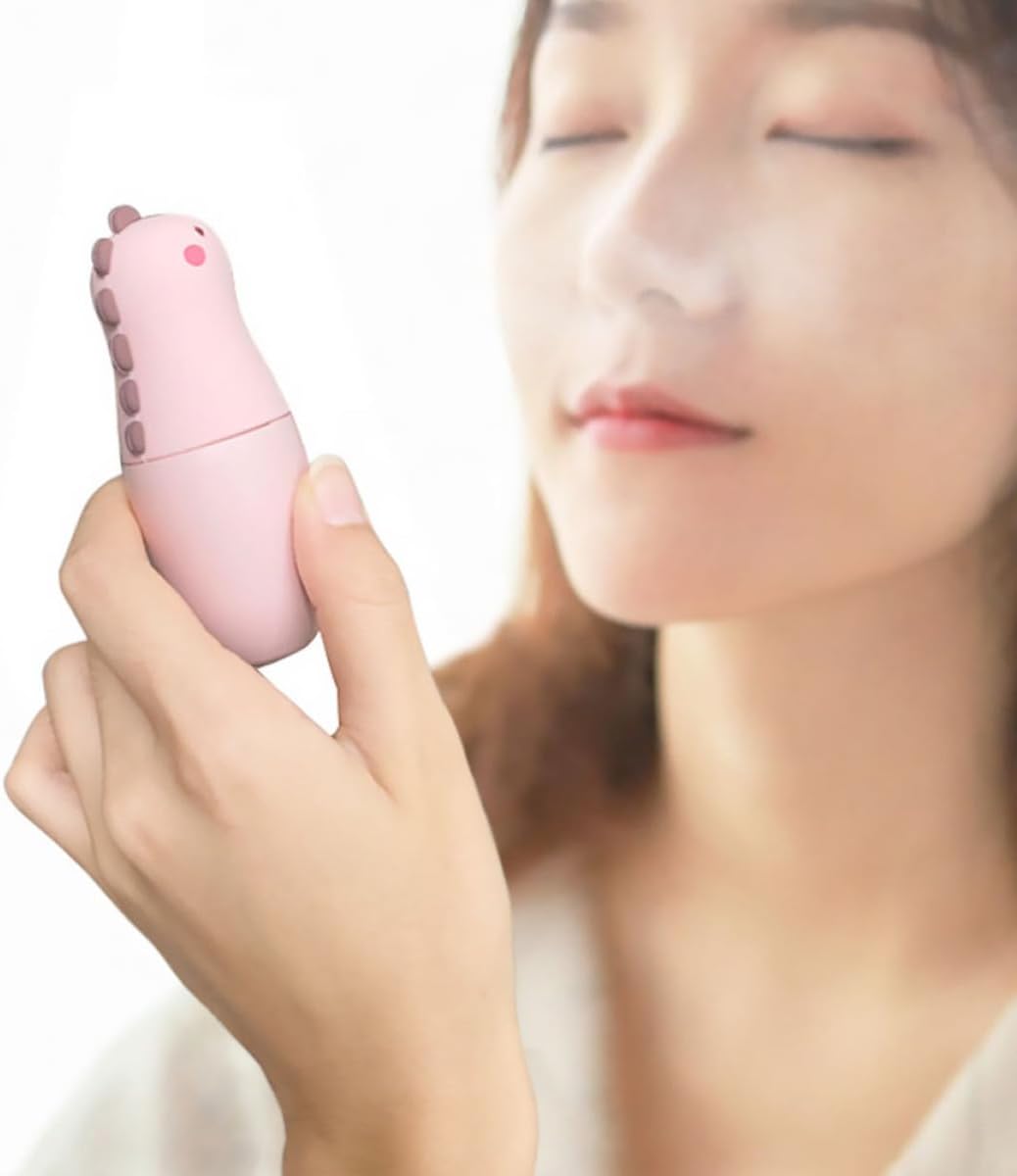 OSALADI Portable Nano Facial Mister Moisturizing Sprayer with Cute Dinosaur Design USB Rechargeable Mini Face Steamer for Travel Office Skincare Hydration