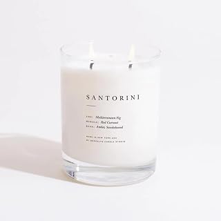 Brooklyn Candle Studio Santorini Classic 2 Wick Candle - Luxury Scented Candle, Vegan Soy Wax, Hand Poured in The USA, 70 Hour Slow Burn Time - 13oz