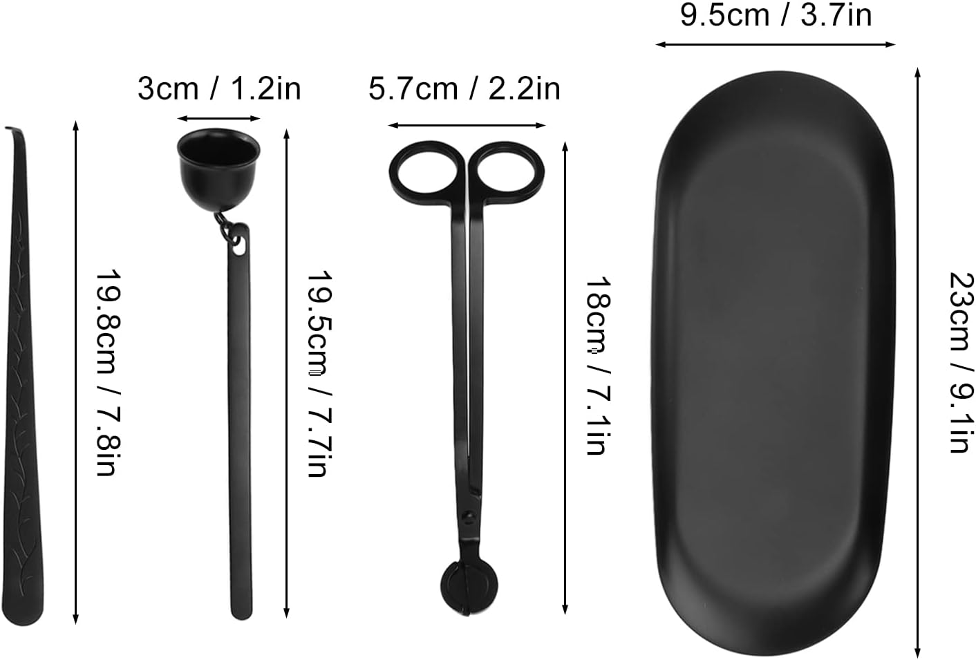 Wick Cutter, Black Stainless Steel Candle Accessories with Wick Hook Extinguisher Tray Storage Bag Candle Care Kit Candle Extinguisher for Candle Lovers Gift