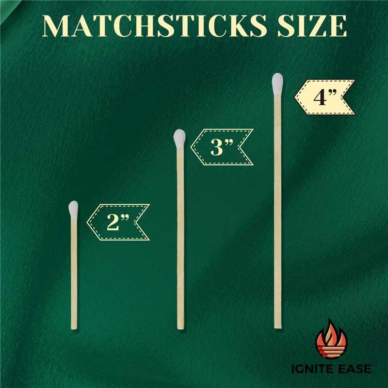 3 Inch White Safety Matches Bulk 100 Count, Long Wooden Matchsticks with Striker for Candles, Fireplace, Grill by IGNITE EASE (with Box)