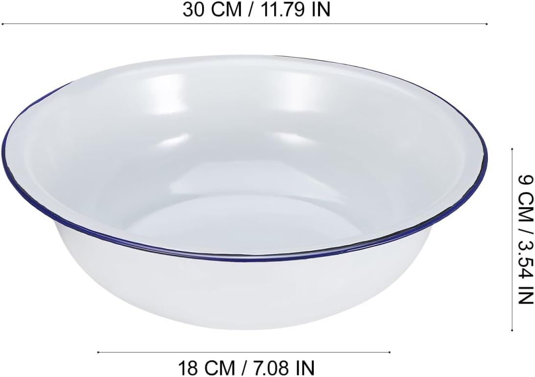 Vintage Enamel Basin, Foot Bucket for Soaking feet Laundry Wash Basin Foot Soak Bucket Bath Tub for Feet Washing (11.81 X 7.09 X 3.54 Inches)