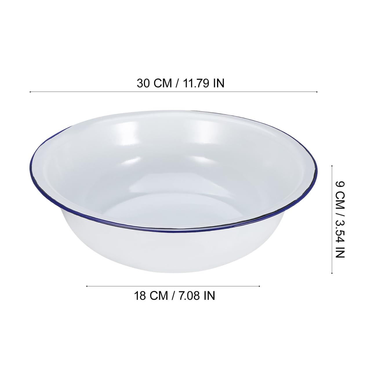 KESYOO Enamel Foot Soaking Basin, Vintage-style Foot Bath Tub, Classic Footbath for Home Spa Pedicures Washing, Slim Space-saving Design, White with Blue Rim, 11. 8 Inch