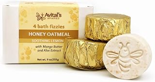 Colloidal Oatmeal Bath Bombs for Dry & Sensitive Skin – Honey Oatmeal Bath Fizzies with Mango Butter & Aloe – Soothing Natural Bath Bomb Set – Lavender and Lemongrass Handmade Bath Bombs (4 Pack)