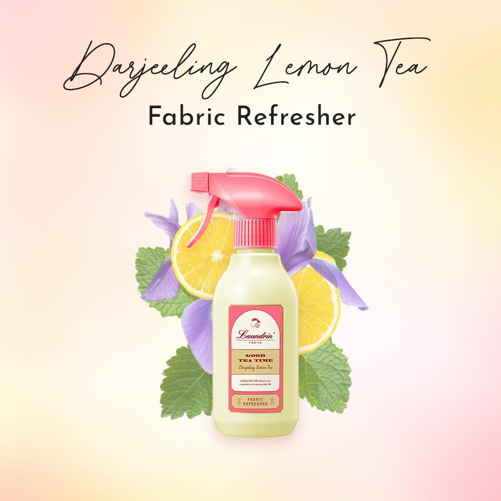 Laundrin Fabric Refresher Spray, Pet Odor Eliminator for Home, Room Essentials Fabric Spray, Odor & Bacteria Removal for Mattress, Curtain, Carpet, Furniture, & Bedding - 300ml, Darjeeling Lemon Tea