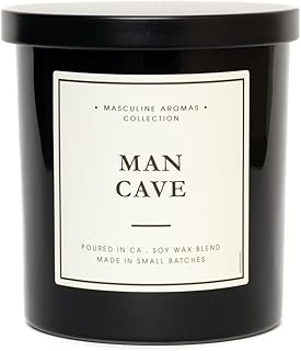LEOBEN CO – Man Cave Scented Mens Candle – 9oz, Masculine Collection Design – 50 hr Burn Time – Poured in California Using Vegan Soy Wax and Essential Oils – Made in Small Batches