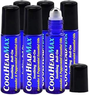 CoolHead Max Roll On, Natural Peppermint Essential Oil Migraine Roll On, Headache Support Essential Oil Roller, Fast Cooling Comfort for Your Head, 6 Pack