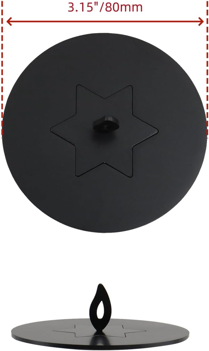 Bitray 2Pcs Candle Cover Stainless Steel Black Candle Topper Hexagonal-star Candle Jar Lid