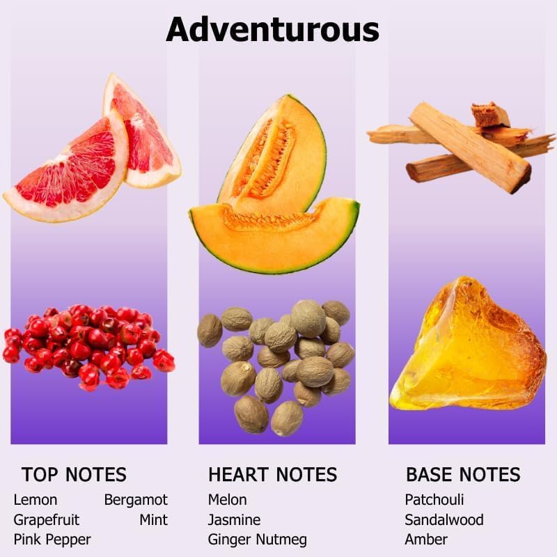 Adventurous Essential Oil Blend - Signature Diffuser Aroma Scent - Fragrance with Notes of Lemon, Grapefruit, Pink Pepper, Bergamot, and Amberwood - Oil for Waterless & Cold Air Diffusers (20ml)