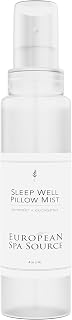 European Spa Source Sleep Well Eucalyptus + Lavender Pillow Mist Spray for Aromatherapy, At Home Spa Experience, Tension Relief, Sleep Support, and Relaxation, 4 fl oz.