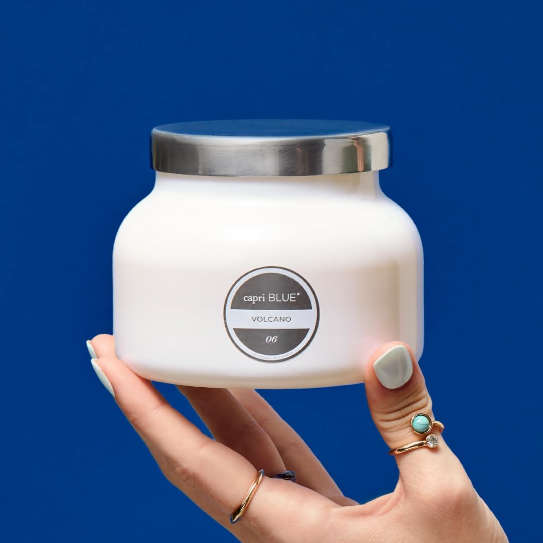 Capri Blue Volcano Scented, Glass Jar Candles for Home with Tropical Fruit & Sugared Citrus, Soy Wax Blend, White Color (19 Oz)