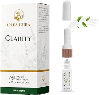 2-in-1 Nasal Inhaler & Essential Oil Roll-On for Headaches, Migraines & Stress | Fast-Acting Relief, Drug-Free, Non-Drowsy, All Natural, Portable (Clarity - 5 mL)