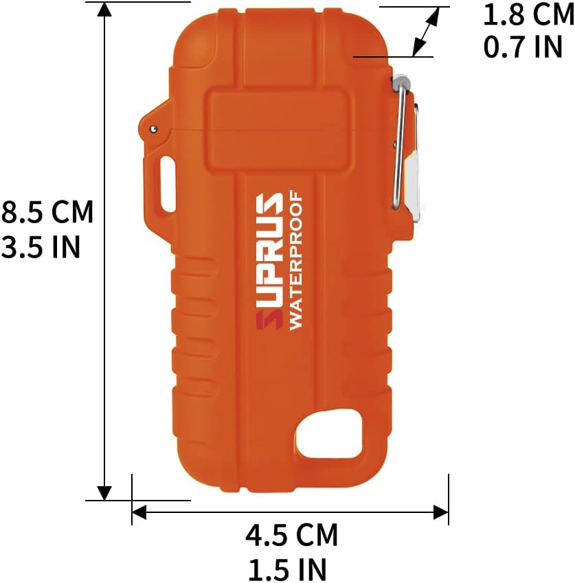 SUPRUS Waterproof Lighter Windproof Lighter Arc Plasma Lighters USB-C Rechargeable with Expandable and Flexible Neck for Outdoor Camping Kitchen (Orange)