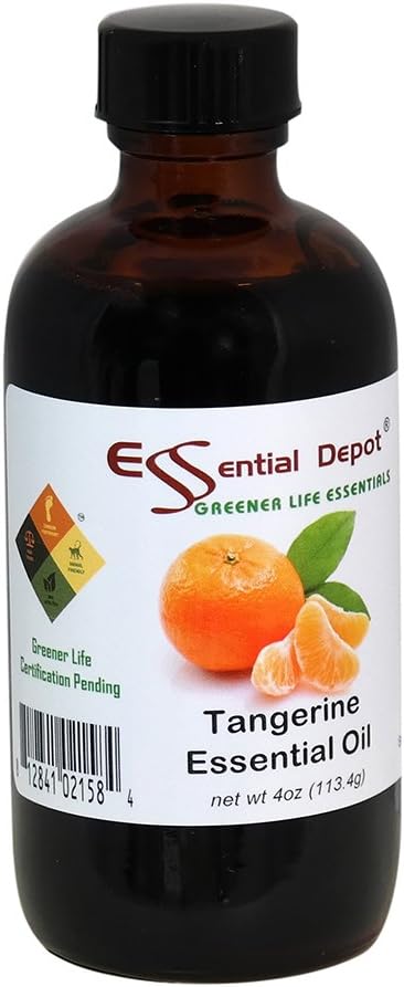 Essential Depot Tangerine Essential Oil - GC/MS Tested - Supplied in 4 oz. Amber Glass Bottle with Black Phenolic Cone Lined and Safety Sealed Cap