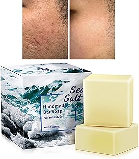2 PK Sea Salt Soap 3.5 Oz Each, Exfoliating Acne Deeply Clean Problem Skin, Natural Goat's Milk, All Skin Types, Face Wash Body Wash Skincare, Women Men Gift