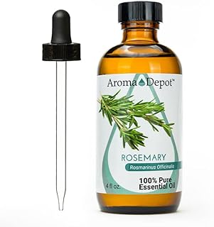 4 fl oz. Rosemary Essential Oil with Dropper 100% Pure Natural, Therapeutic Grade. Ideal for Aromatherapy, Oil Diffuser. Ideal for Body, Skin, and face. (4 Ounce)