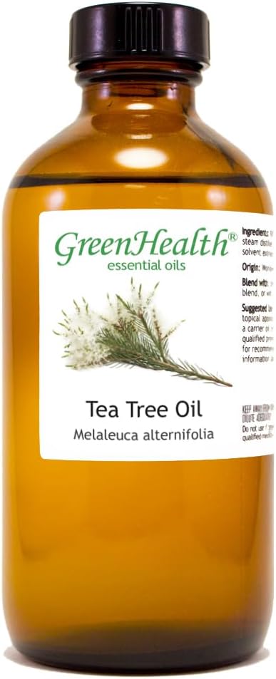 GreenHealth Tea Tree Essential Oil - 8 fl oz (237 ml) Glass Bottle with Cap - 100% Pure Essential Oil