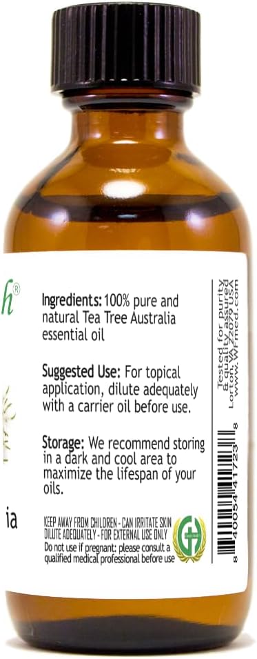 Tea Tree (Australia) Essential Oil – 2 fl oz (59 ml) Amber Glass Bottle w/Cap – 100% Pure Essential Oil – GreenHealth