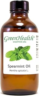 Spearmint Essential Oil – 4 fl oz Amber Glass Bottle with Cap – 100% Pure & Natural – Therapeutic Grade for Aromatherapy, Diffusers, Massage, and DIY – GreenHealth