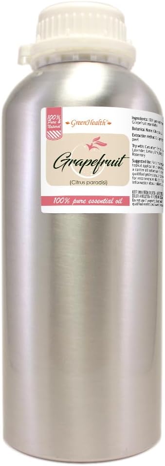 GreenHealth Grapefruit Essential Oil Pink – 32 fl oz (946 ml) – 100% Pure Therapeutic Grade – Aluminum Bottle with Plug Cap – Natural Aromatherapy Oil Bulk Size
