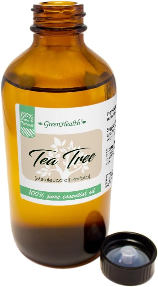 GreenHealth Tea Tree Essential Oil - 8 fl oz (237 ml) Glass Bottle with Cap - 100% Pure Essential Oil