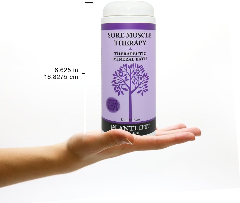 Plantlife Sore Muscle Therapy Bath Salts - Straight from The Plant Natural Aromatherapy Bath Salts - Balance, Calm, and Release Tension in the Body - Made in California 16 oz
