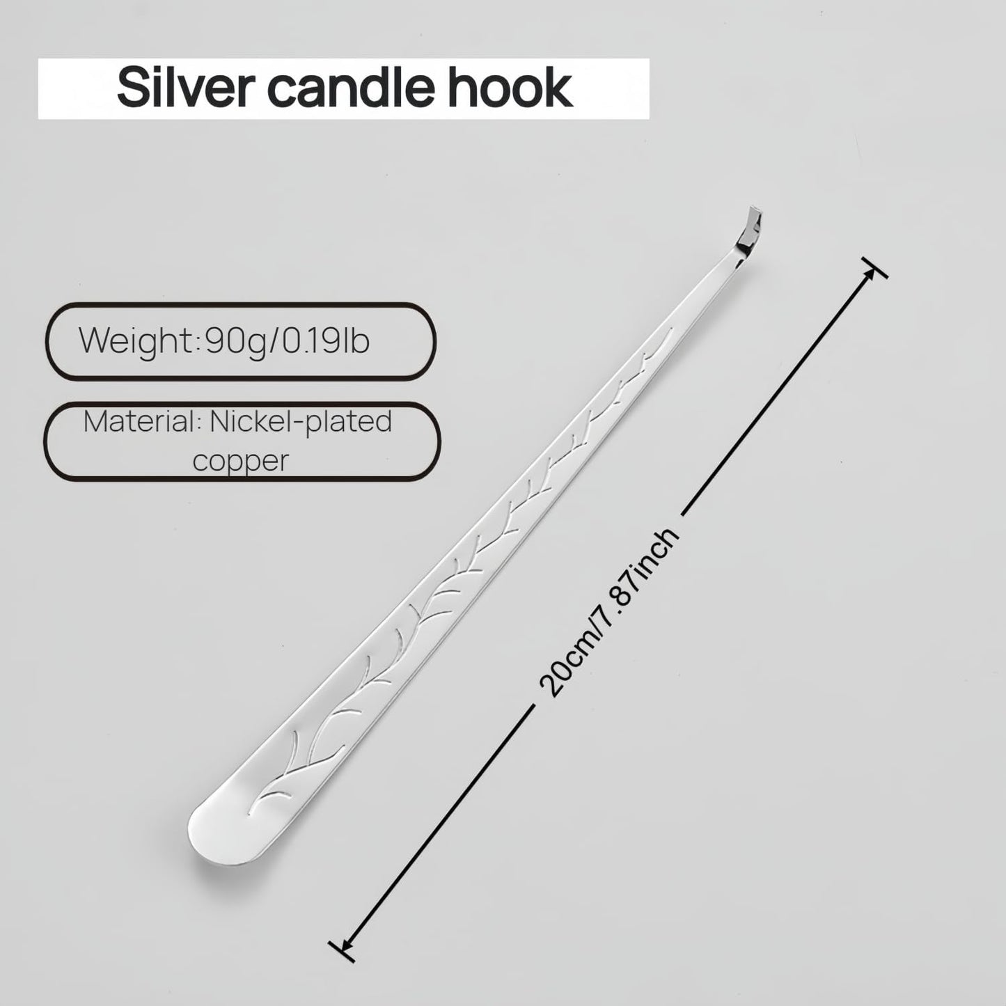 Silver Candle Wick Trimmer, Nickel-Plated Copper, 7.09 Inch Length, Round Head Design with Cut Edge, Rivet Reinforced