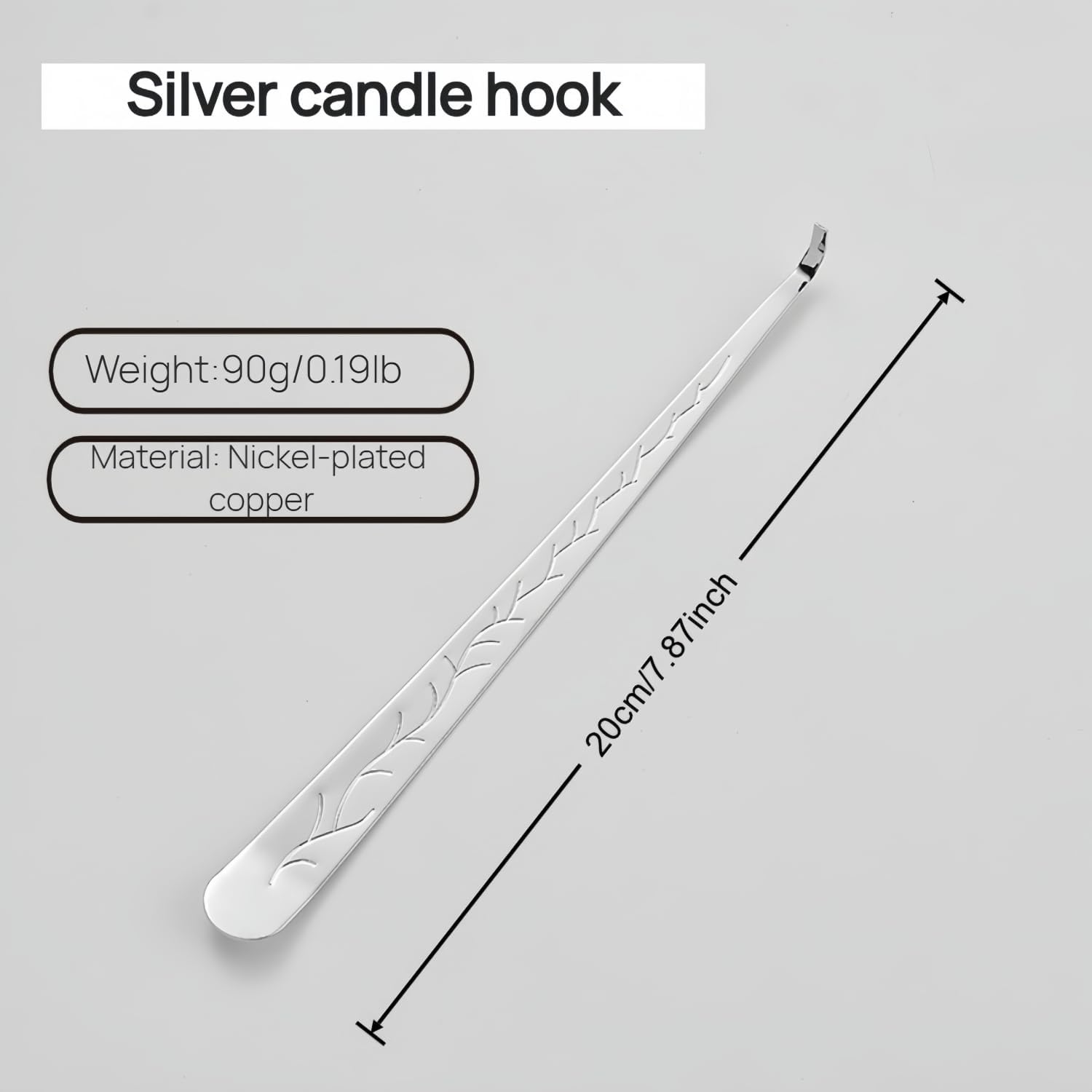 Silver Candle Wick Trimmer, Nickel-Plated Copper, 7.09 Inch Length, Round Head Design with Cut Edge, Rivet Reinforced