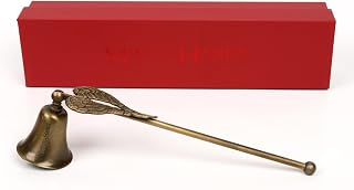 Heart-Shaped Angel Wing Brass Candle Snuffer, Bell Flame Extinguisher with Long Handle, Decorative Home Decor Accessory (Antique)