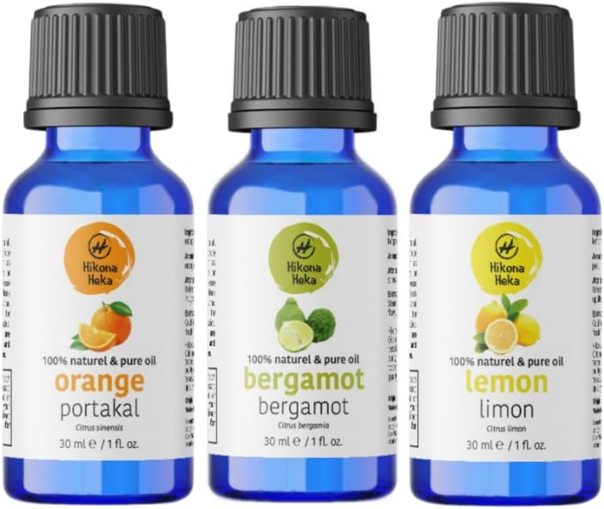 Citrus Essential Oils Set – Orange, Bergamot & Lemon, Cold Pressed Citrus Bergamot Oils for Diffuser, 100% Pure Undiluted, 1 fl oz Each, 3-Pack