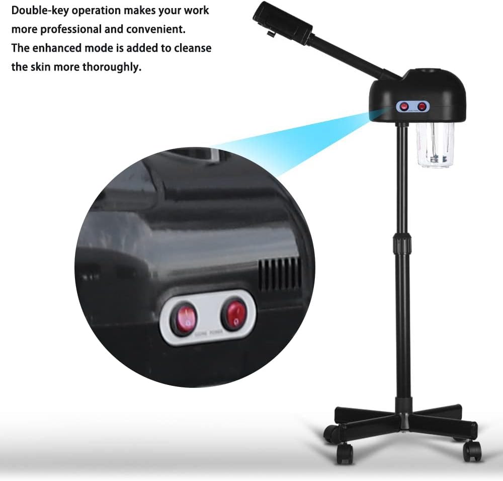 Facial Steamer, Professional Face Steamer ， Esthetician Steamer for Spa and Salon Beauty, Hot Ionic Mist Face Steamer for Facial Deep Cleaning Skin Care Equipment- Black