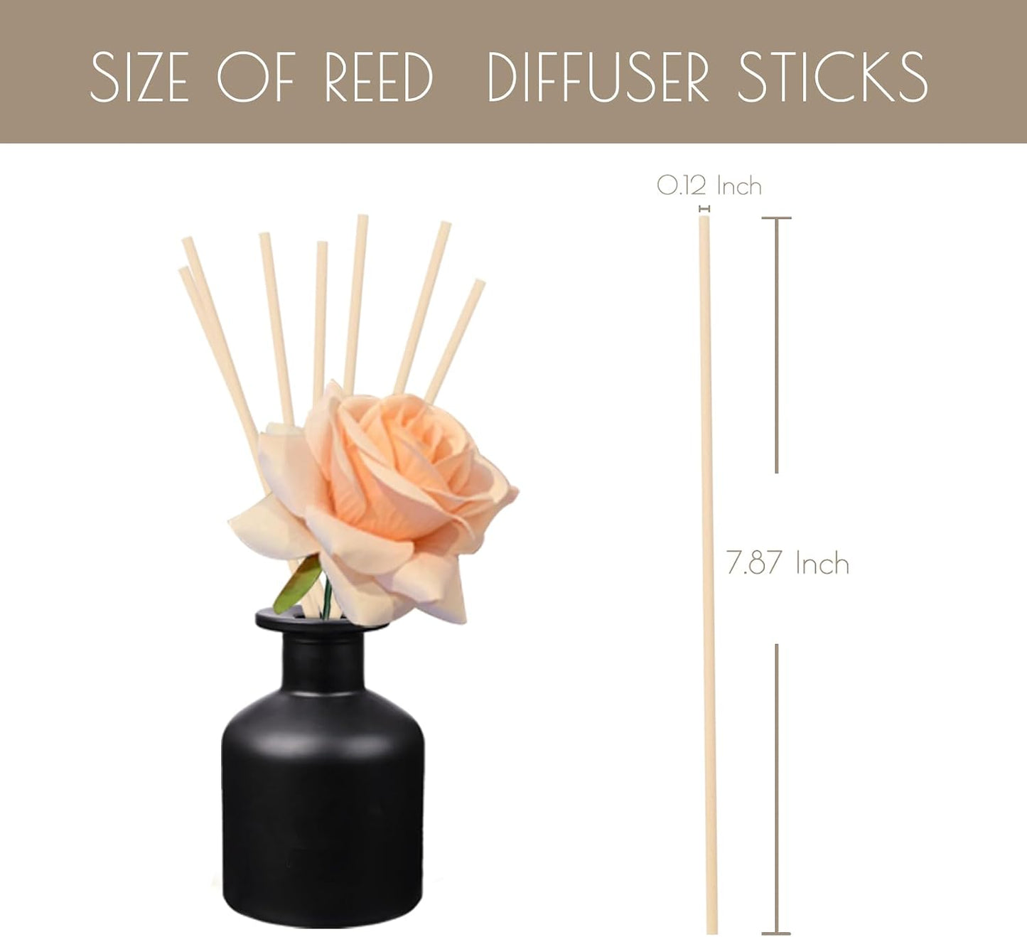 HOSSIAN 50PCS Reed Diffuser Sticks-7.87inch Natural Rattan Diffuser Reeds-Primary Color Reed Diffuser Refill