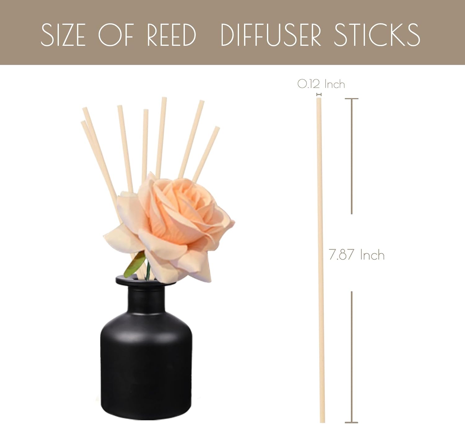 HOSSIAN 50PCS Reed Diffuser Sticks-7.87inch Natural Rattan Diffuser Reeds-Primary Color Reed Diffuser Refill