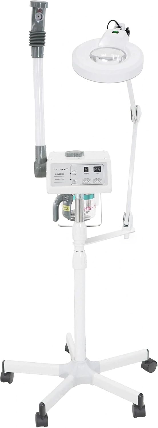 SKINACT Digital Euro Facial Steamer with Aroma Therapy + LED Magnifying Lamp