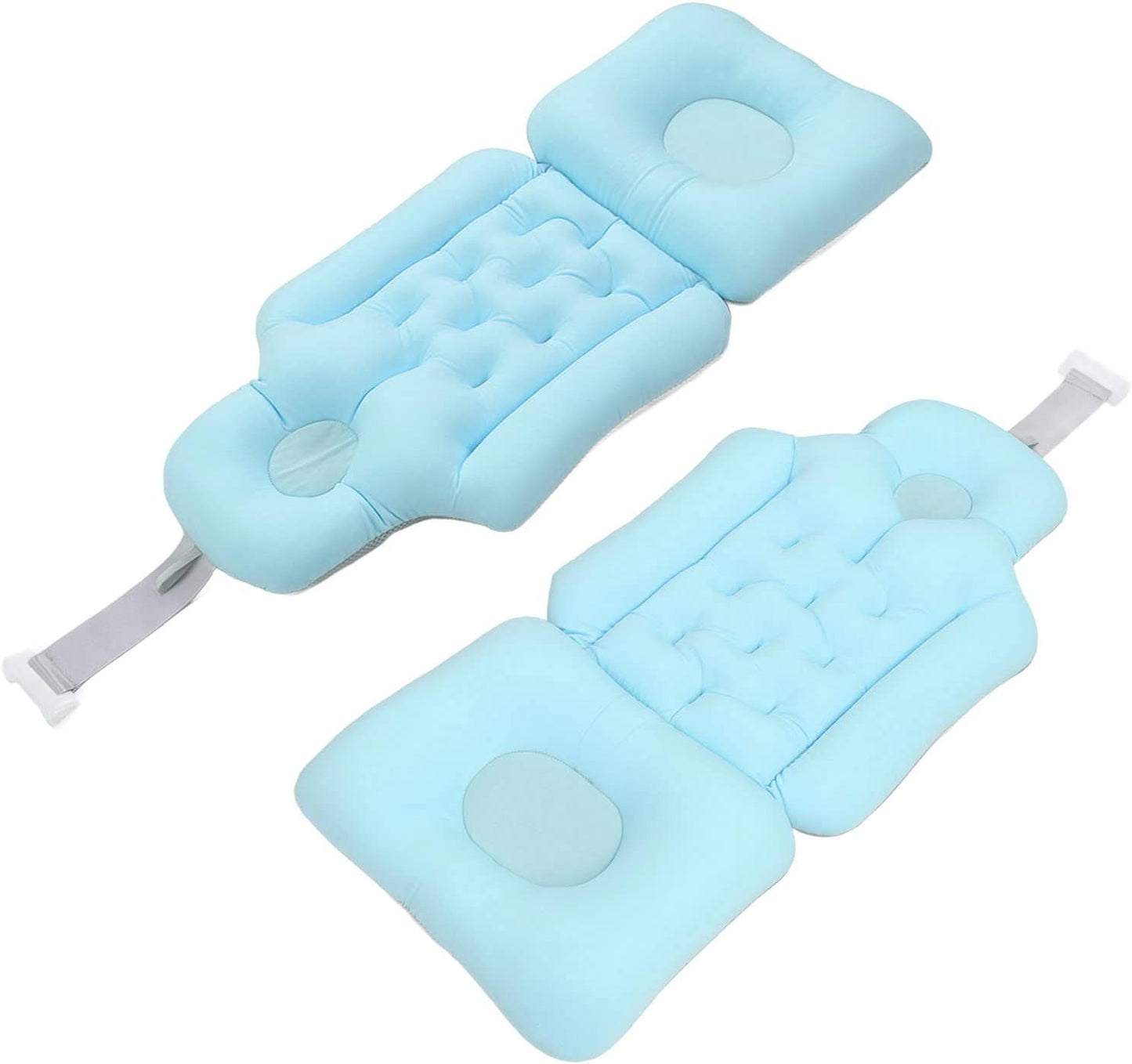 Full Body Bath Pillow Bathtub Cushion with Soft Folding Headrest, Back Support & Neck Support Pillow for Tub (Blue)