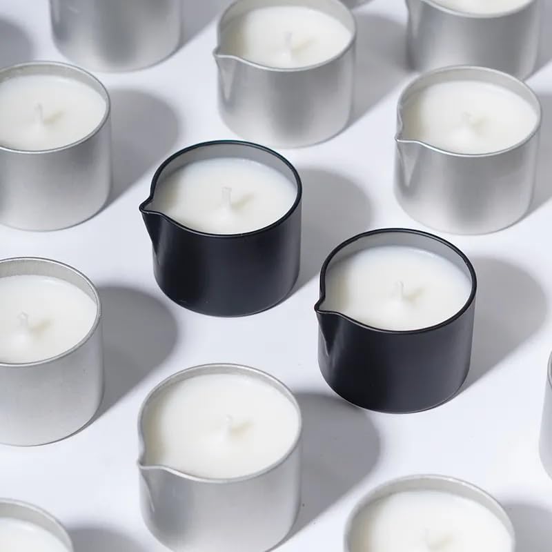 Ryaner 12PCS 2oz Candle Tins With Pour Spout Lids, Bulk Candle jar for DIY making, Empty Metal Container for massage candles making.