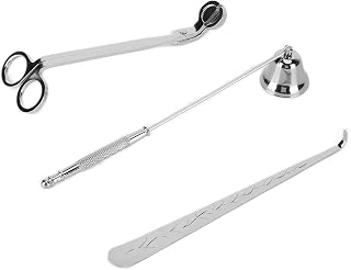 CHICIRIS 3PCS Candle Accessory Set Stainless Steel Wick Trimmer Snuffer Dipper for Candle Lovers (Silver)