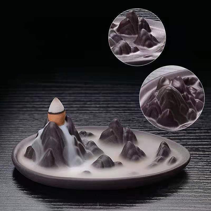 Ornaments Incense Burner, Ceramic Backflow Censer, Backflow Aromatherapy Incense Censer Holder for Home Reading Room Ornaments