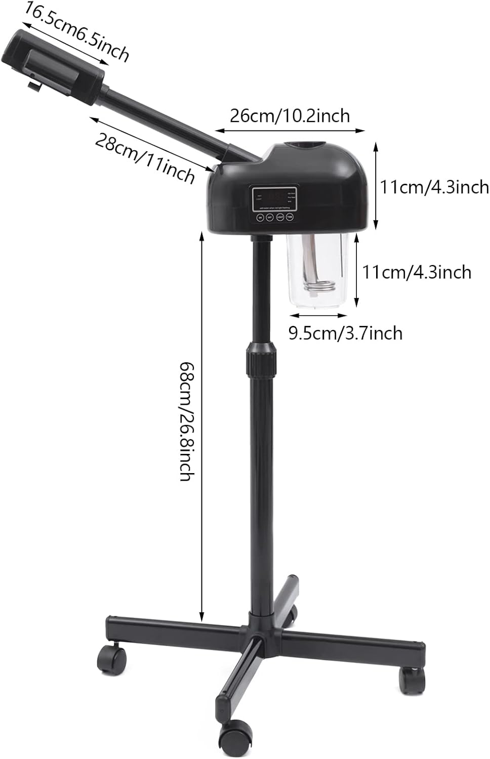 Nano Ionic Standing Facial Steamer with Adjustable Arm, 600ml PTC Heating Home Spa Machine, 20min Timer & 360° Rotation for Deep Cleansing Moisturizing
