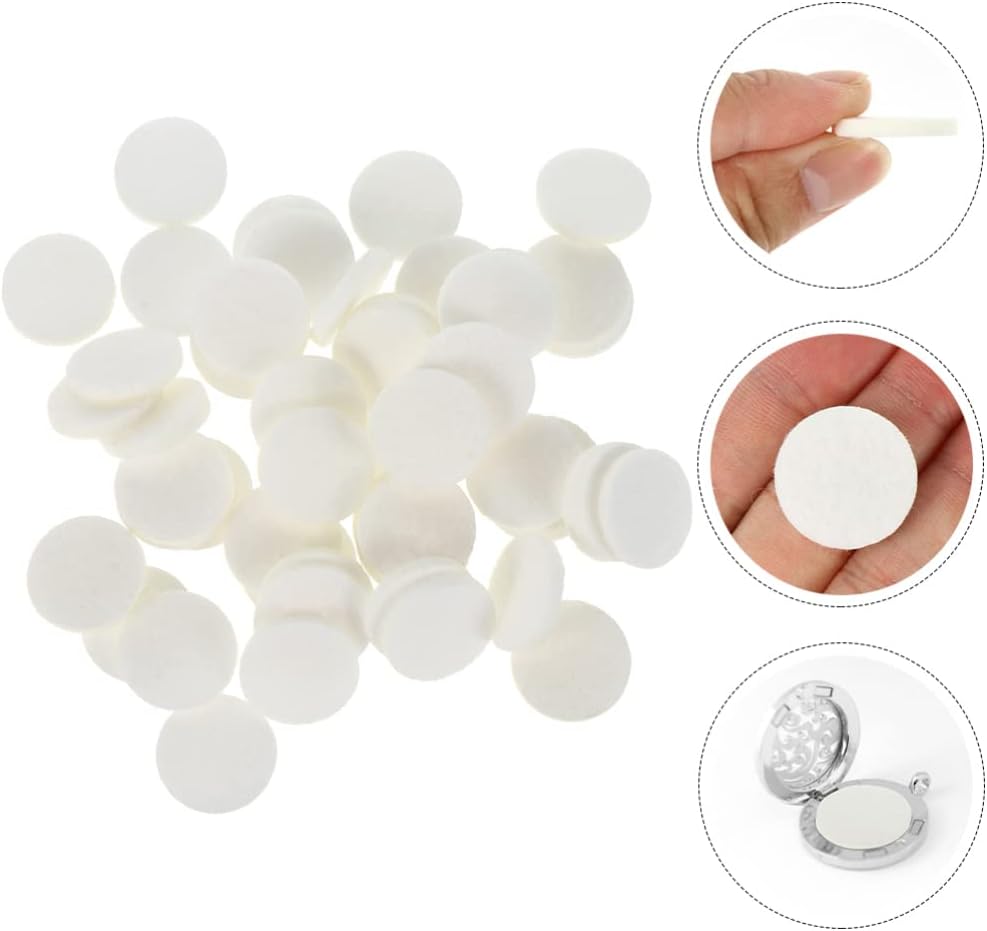 FOMIYES Aromatherapy Cotton Pads 100Pcs Essential Oil Diffuser Refill Pads for Aromatherapy Diffusers Car Vent Clips Necklace Bracelets