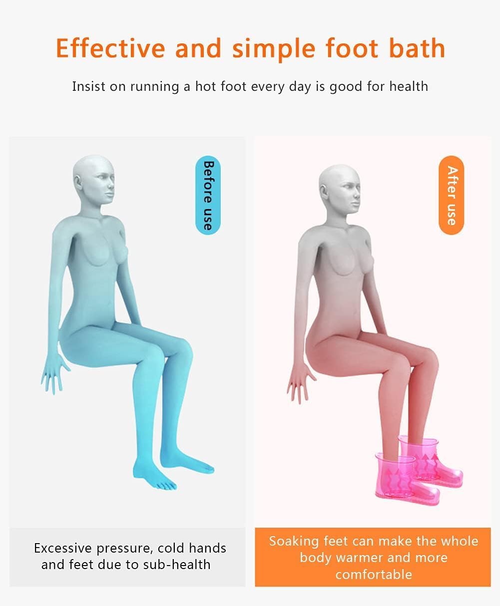 Massage Foot Bath Shoes Portable Feet Soaking Tub Feet Spa Shoes Pedicure PVC Pink Tall Foot Soaker for Foot Massage Releax Yourself As A Gift for Your Family Friends