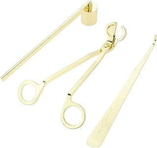 3 in 1 Candle Accessory Set, Candle Wick Trimmer, Candle Wick Snuffer, Candle Wick Dipper, Beautiful Box for Candle Lover (Gold)