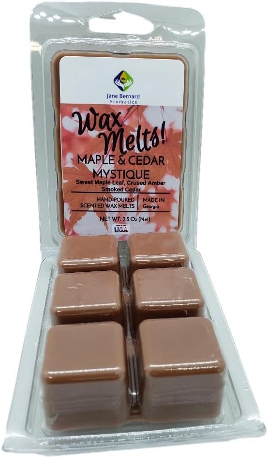 Soy Blend | Wax Melt | 2.5 Oz Net Wt | 1 Pack only with 6 Snappable Cubes in Clamshell | Maple & Cedar Mystique