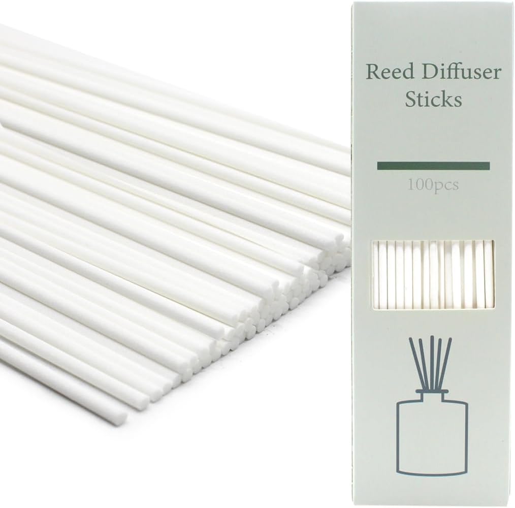 Reed Diffuser Sticks - 3mm Rattan Fiber Sticks for Essential Oil Aroma Diffuser, Long-Lasting Aroma Diffuser Replacement Sticks (100 Count) (White, 10" x3mm)
