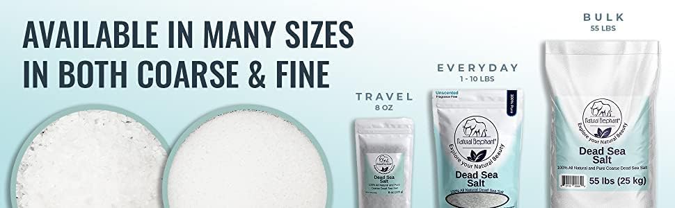 Natural Elephant Dead Sea Bath Salt | 4oz Trial Size | 100% Natural and Pure | Coarse Grain | Ideal for Baths and Soaks
